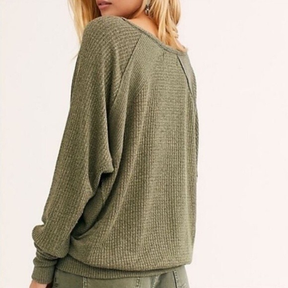 Free People Tops - Free People Santa Clara Thermal Shirt Top Long Sleeve Green size L